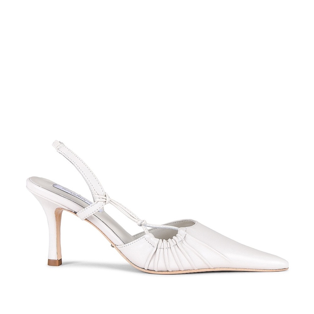 Tony Bianco Sakai White Slingback Pump Heels with Ruched Design